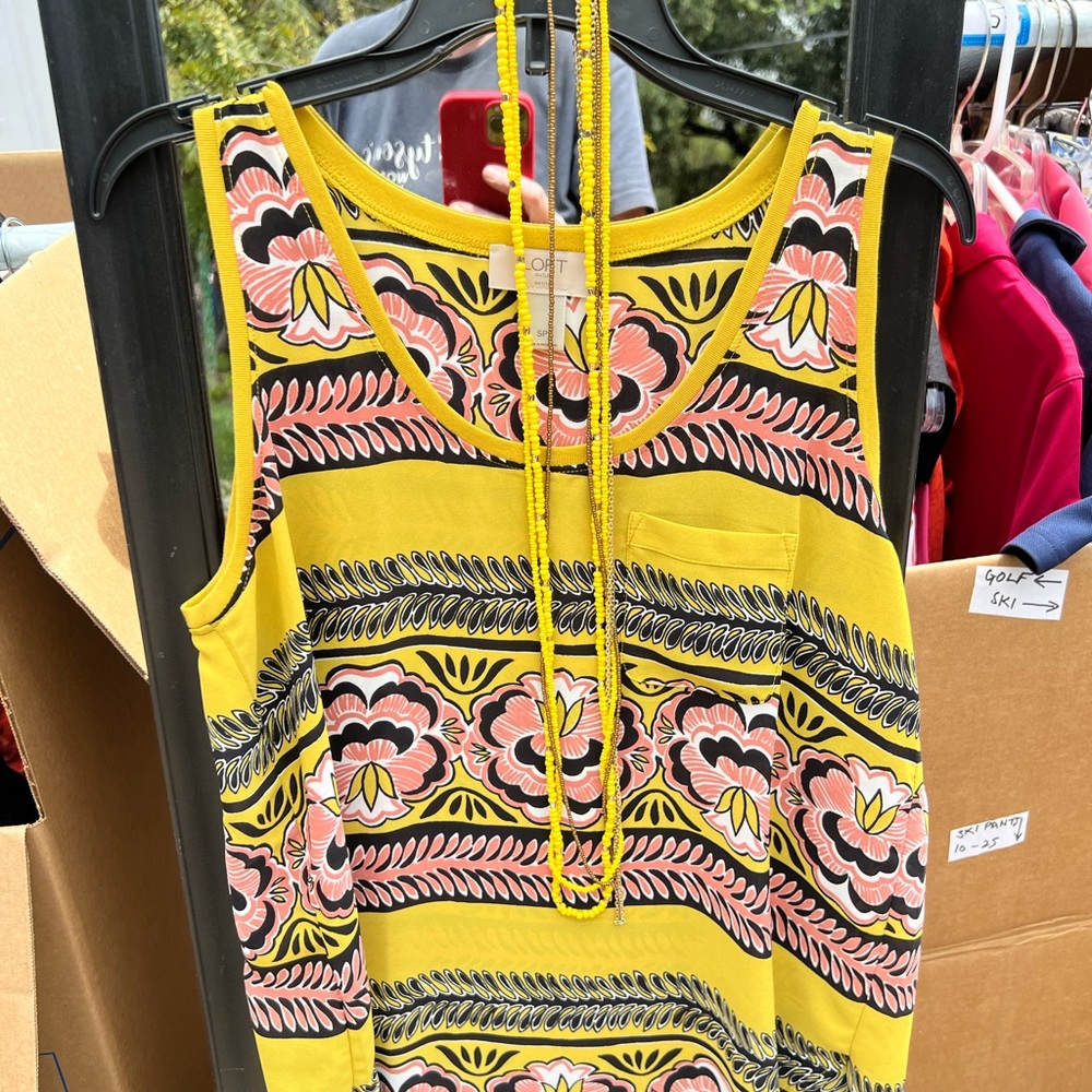 AnnTaylor top with matching bead necklace